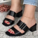 صندل پاشنه دار زنانه مدل دوبند سگک دار
