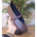 کفش کالج تخت زنانه مدل تک بند بالرین - تصویر 4