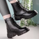 نیم بوت لژدار زنانه مدل بغل زیپ بندی - تصویر 2
