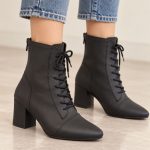 نیم بوت پاشنه دار زنانه مدل پشت زیپ بندی - تصویر 3