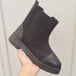 نیم بوت زنانه مدل دو تیکه چرم و جیر بغل کش - تصویر 4
